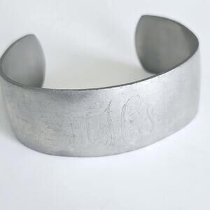 Vintage NEM Pewter Monogrammed Cuff Bracelet